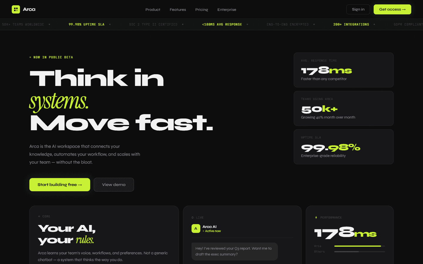 Arca AI website preview