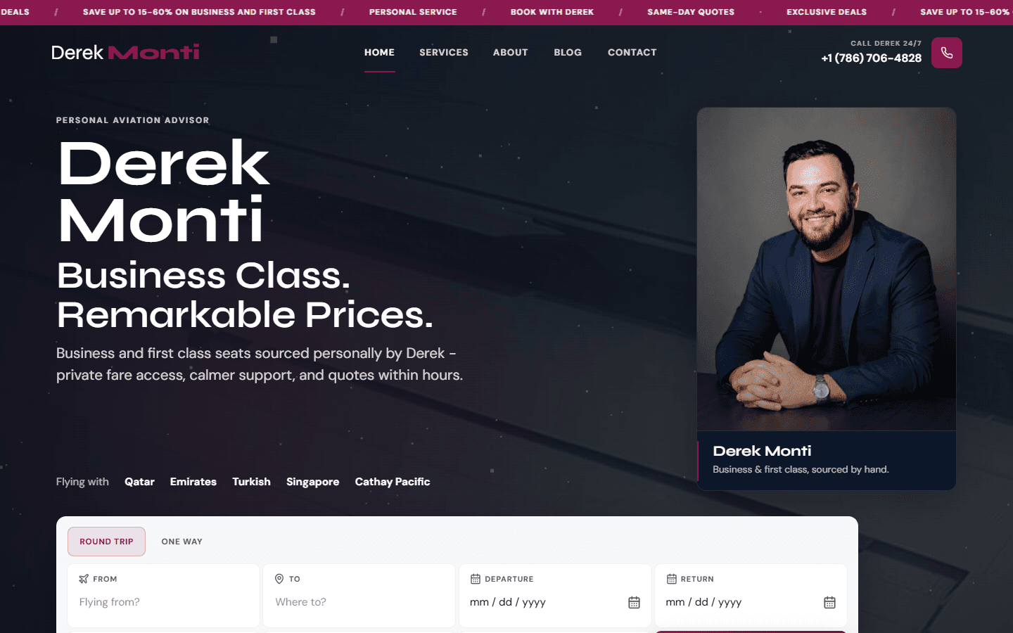 Fly With Derek website preview
